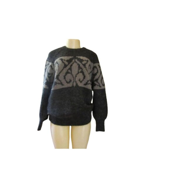Vintage Guy Laroche Mohair Blend Sweater Mens XL Gray/Black Made In Italy